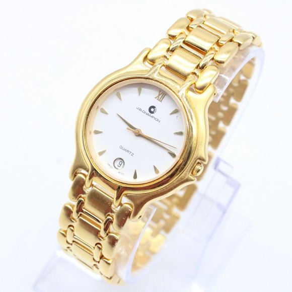 J.B Champion Watch Mens Gold Tone Stainless Steel Classic White Dial Swiss Movt - Picture 3 of 8